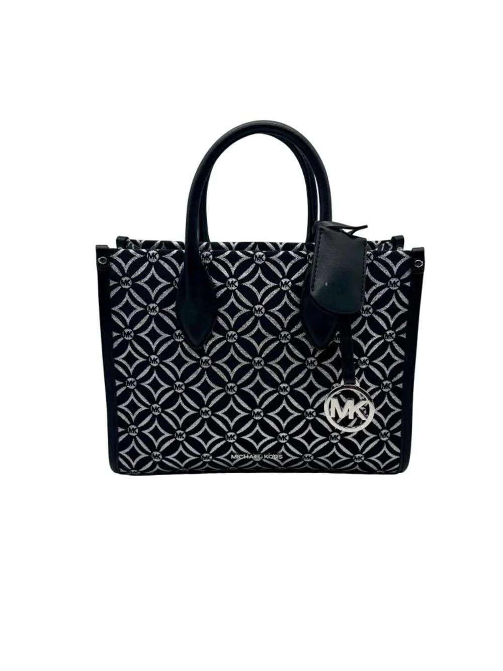 Michael Kors Black Small Mirella Metallic Logo Jacquard Crossbody Bag
